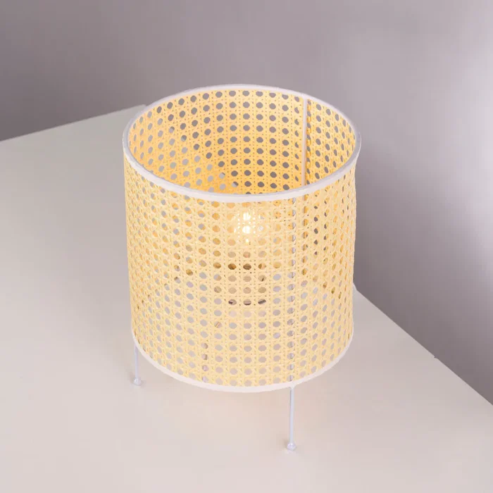 Lampe de table en rotin Shakhty SKD-T1009, design naturel boho-chic rétro, douille E27