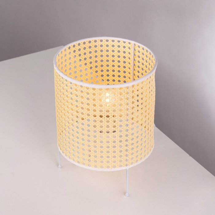 Lampe de table Shakhty en rotin, style boho-chic, ampoule E27 [SKD-T1009]