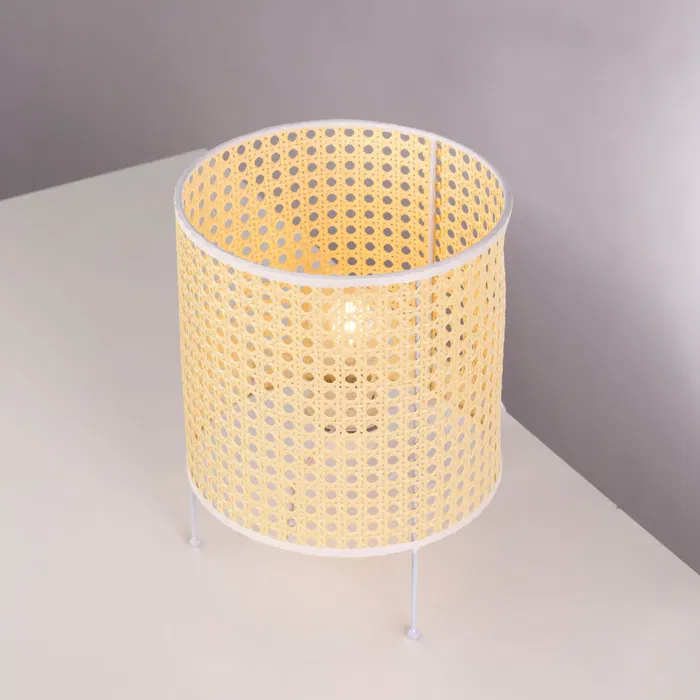 Lampe de table en rotin Shakhty SKD-T1009, design naturel boho-chic rétro, douille E27