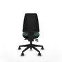 Chaise Elche Asynchrone Tissu Vert émeraude Base pyramidale noire Sans accoudoirs Sans appui-tête Roulettes 65mm nylon