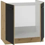 MODENA - Meuble sous évier 80 cm 2 portes battantes - Chene artisan / Noir mat - 80 x 52 x 82 cm - Plan de travail non inclus