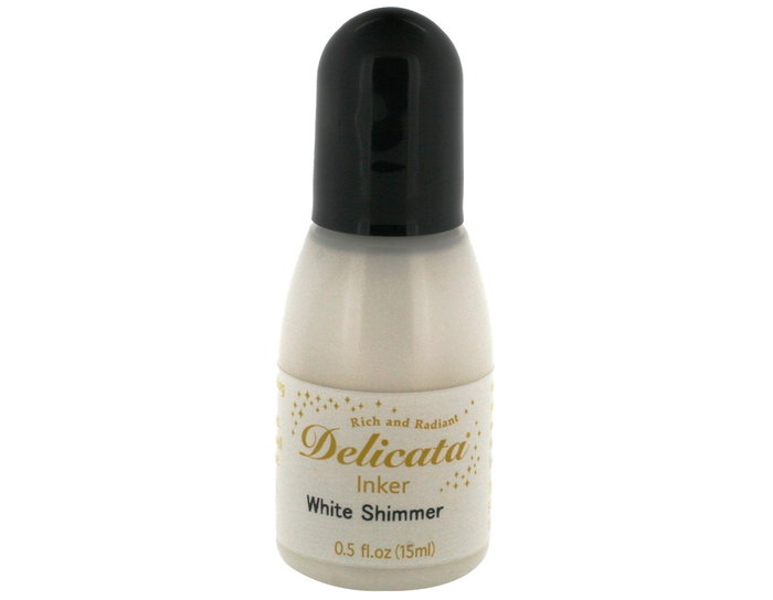 Tsukineko DELICATA recharge d'encre blanc métallique brillant 15ml Tsukineko DELICATA recharge d'encre blanc métallique brillant 15ml
