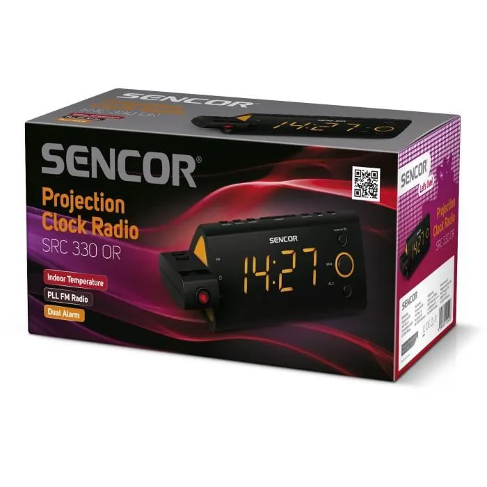 Sencor SRC 330 OU - Radio-réveil Noir avec Projection