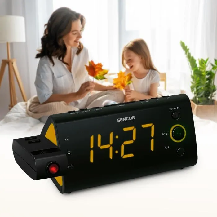 Sencor SRC 330 OU - Radio-réveil Noir avec Projection