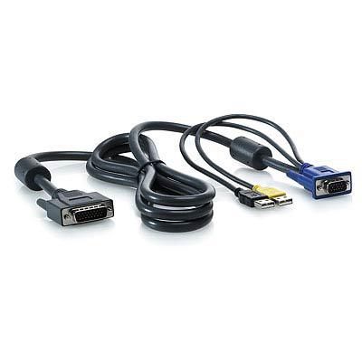 Hewlett Packard Enterprise (HPE) - Câble USB 6ft (1,8m) pour Console KVM 1x4 - Cable pour Switch KVM, Connexion USB A vers B, Qualité Professionnelle IT