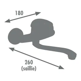 Edouard Rousseau Mitigeur Évier Mural MAMBO Chromé avec Aérateur Réducteur de Débit, Cartouche Céramique 40 mm, Laiton, Entraxe 150 mm