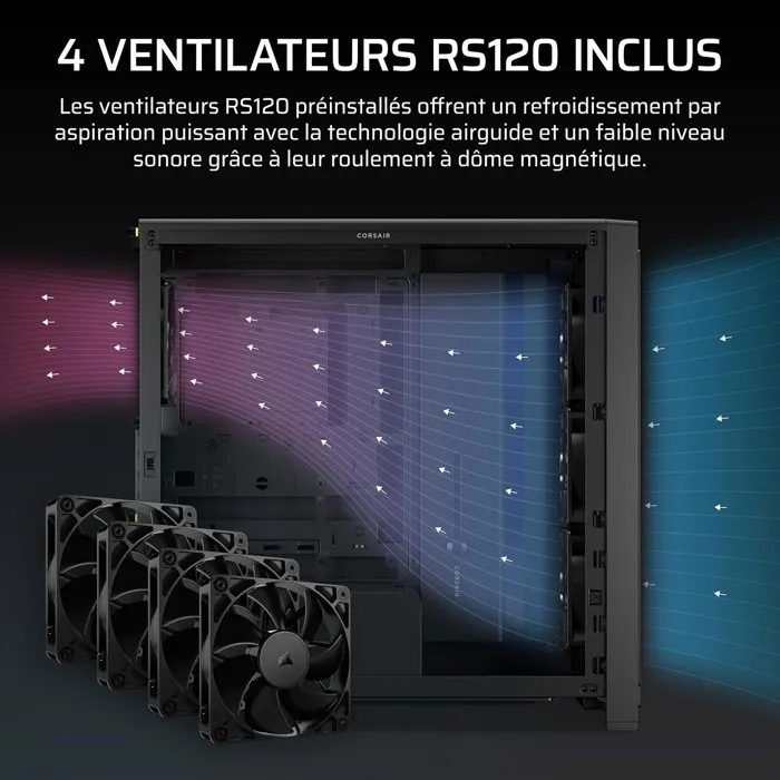 Corsair Boîtier PC FRAME 4000X RS Moyen Tour Noir 4 Ventilateurs RS120 ARGB