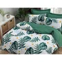 Parure de lit King 240x220 cm, housse de couette 220x240 cm + 2 taies d'oreiller 60x60 cm, 65% coton 35% polyester, vert blanc jaune