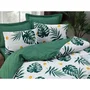 Parure de lit King 240x220 cm, housse de couette 220x240 cm + 2 taies d'oreiller 60x60 cm, 65% coton 35% polyester, vert blanc jaune