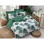 Parure de lit King 240x220 cm, housse de couette 220x240 cm + 2 taies d'oreiller 60x60 cm, 65% coton 35% polyester, vert blanc jaune