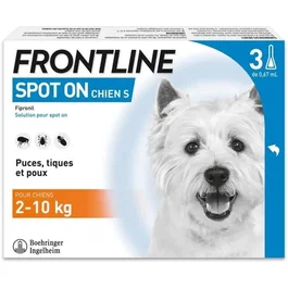 Frontline Spot On Chien - Anti-puces et anti-tiques - 2-10kg - 3 pipettes
