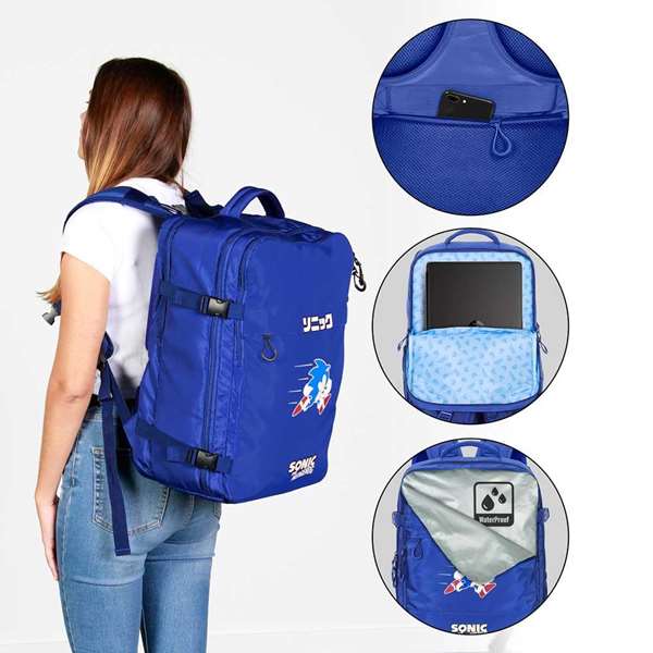 Karactermania Sac à dos Mercury Sonic Action 33 x 23 x 47 cm, grande capacité, compartiment pour ordinateur portable 17 pouces, imperméable