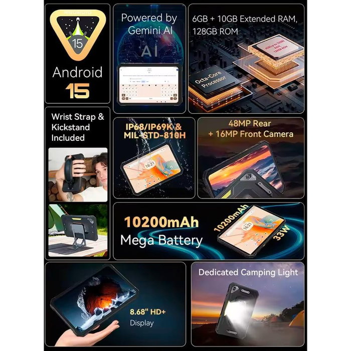 Tablette Cubot KING KONG MINI 6 GB RAM 128 GB 8,7" Noir