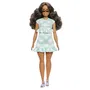 Barbie Poupée Barbie Fashionistas HYT96 - Robe Vert Menthe avec Lunettes et Sandales Violettes - 12.8 cm