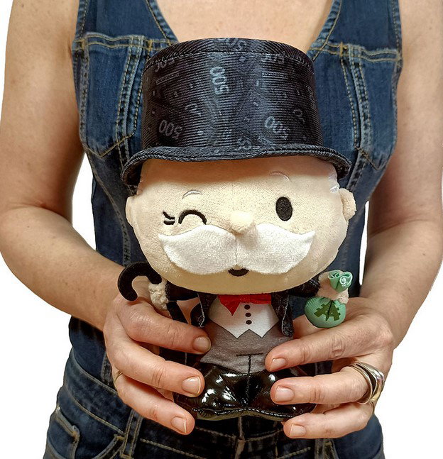 Bizak Peluche Mr. Monopoly 18 cm - Licencié Officiel Haute Qualité