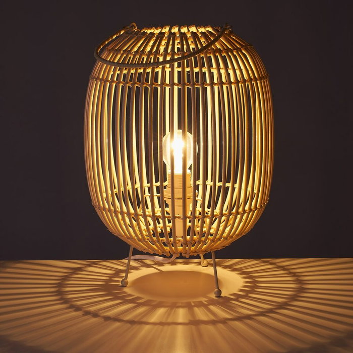 BigBuy Home Lampe de bureau Naturel Métal Rotin