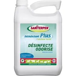 Saniterpen Plus 5L - Désinfectant concentré bactéricide à la Fraîcheur Verte pour habitat et transport animal (chenils, écuries, véhicules)