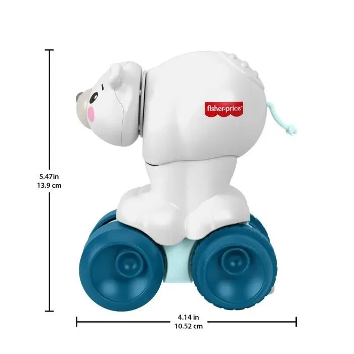 Fisher-Price Jouet d'éveil Ours polaire à pousser JDL63, pour bébé à partir de 9 mois, stimule la motricité et les sens