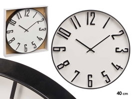 GIFTDECOR Horloge murale à chiffres en relief noir et blanc 40cm