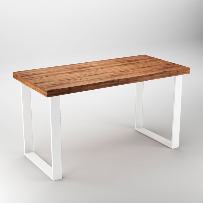 Emuca Jeu de pieds rectangulaires Square pour table, largeur 600mm, Acier, Peint en blanc