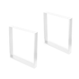 Emuca Jeu de pieds rectangulaires Square pour table, largeur 600mm, Acier, Peint en blanc