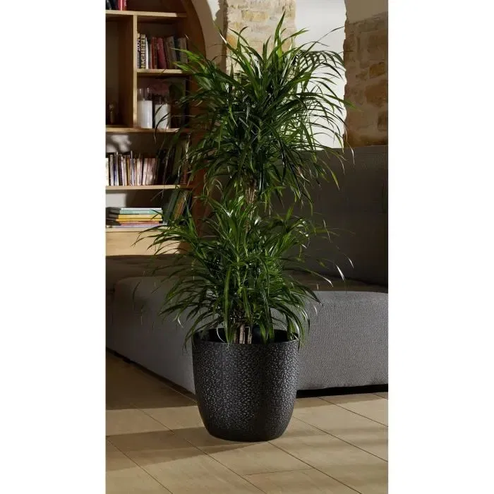EDA Cache-pot Opale Noir - Pot de fleurs décoratif avec finition facettée - 29.5 x 27.1 cm - 14.8 L