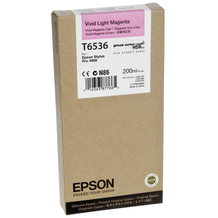 Epson Cartouche d'encre Vivid Light Magenta T 653 200ml Epson Cartouche d'encre Vivid Light Magenta T 653 200ml