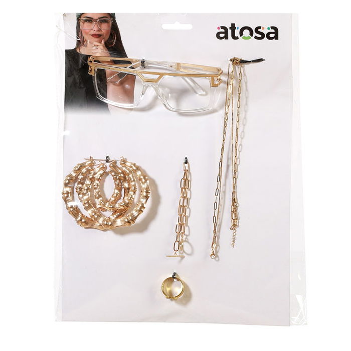 Set Accessoire Hip Hop avec Collar, Lunettes et Foulard - Ensemble de Bijoux et Accessoires pour Fête Déguisée et Carnaval Style Urbain