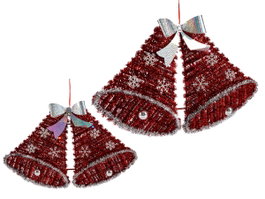 Krist+ Cloches de Noël pailletées avec LED rouge et argent 52x31x7 cm (Set de 12)