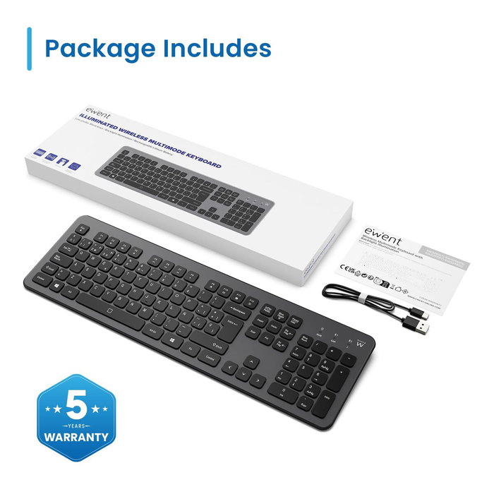 Ewent EW3296 Clavier sans fil rétroéclairé Espagnol Ewent EW3296 Clavier sans fil rétroéclairé Espagnol