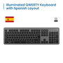 Ewent EW3296 Clavier sans fil 2.4GHz + Bluetooth rétroéclairé blanc disposition ES