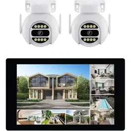 Link2Home Kit 2 caméras motorisées HD 3MP avec écran tactile 10,1'', vision nocturne, IP66, interphone et disque dur