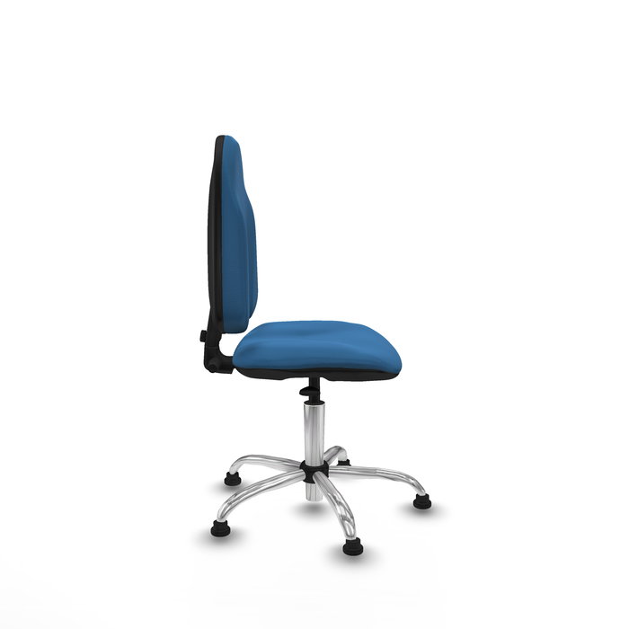 Chaise Algarra Contact permament de base Cuir écologique Bleu clair Structure chromée Sans accoudoirs Sans appui-tête Patins de chaises