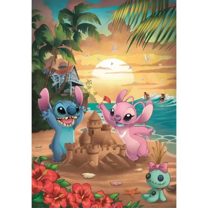 Clementoni Puzzle 500 pièces Stitch compact, pour enfants à partir de 3 ans, thème dessins animés, avec poster, dimensions 49 x 36 cm