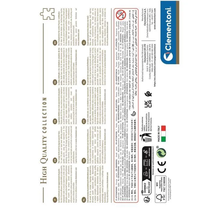 Clementoni Puzzle 500 pièces Stitch compact, pour enfants à partir de 3 ans, thème dessins animés, avec poster, dimensions 49 x 36 cm