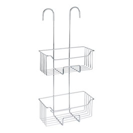 Wenko Milo Panier de douche double étage en acier inoxydable brillant 25 x 14 x 55 cm
