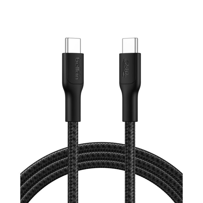 Belkin Câble USB-C vers USB-C BoostCharge Pro 240W Tressé 2m Noir Belkin Câble USB-C vers USB-C BoostCharge Pro 240W Tressé 2m Noir