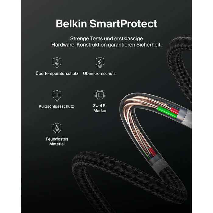 Belkin Câble USB-C vers USB-C BoostCharge Pro 240W Tressé 2m Noir Belkin Câble USB-C vers USB-C BoostCharge Pro 240W Tressé 2m Noir