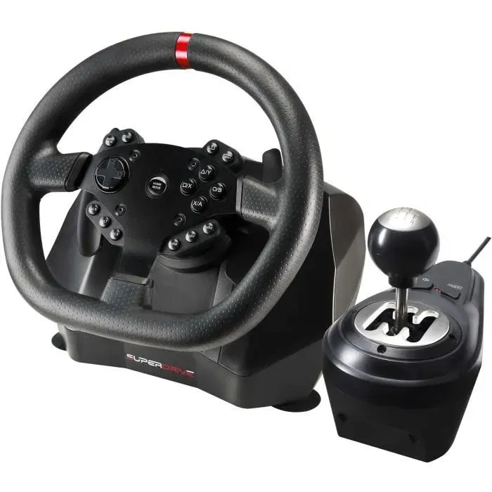 Subsonic GS950-X Volant de Course Gaming, 900°, Levier de Vitesse Manuel, Pédalier 3 Pédales, Palettes, Compatible Xbox Series X/S, PS4, Xbox One, Gran Turismo, Forza