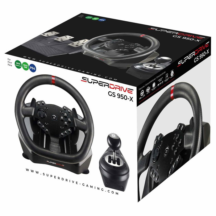 Subsonic Superdrive GS950-X - Volant de course 900° avec levier de vitesse et pédalier Subsonic Superdrive GS950-X - Volant de course 900° avec levier de vitesse et pédalier