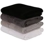 Ensemble de 4 Serviettes de Bain en Coton 100%, 50 x 90 cm, Couleurs Neutres (Blanc, Gris, Anthracite, Noir)