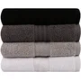 Ensemble de 4 Serviettes de Bain en Coton 100%, 50 x 90 cm, Couleurs Neutres (Blanc, Gris, Anthracite, Noir)