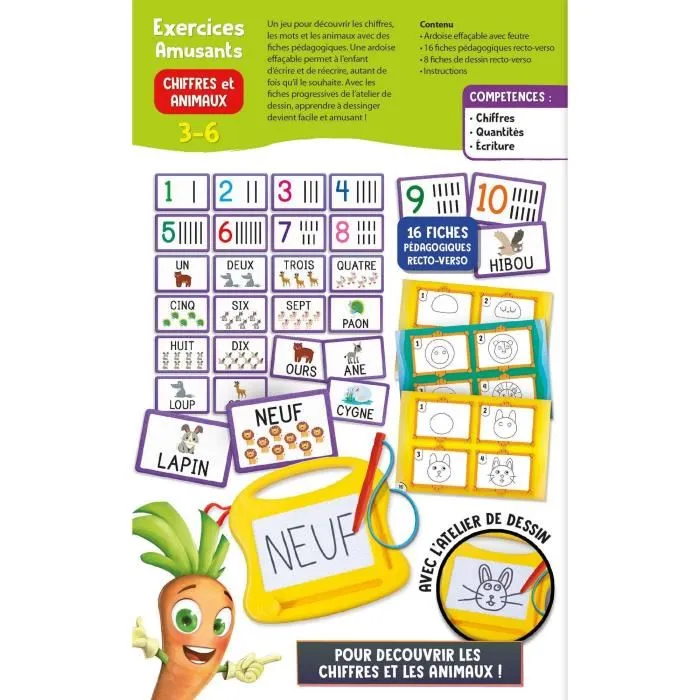 Lisciani Giochi CAROTINA - Mini ardoise magique Calculs - Apprentissage des chiffres et calcul pour enfants 3-6 ans - Jeu éducatif