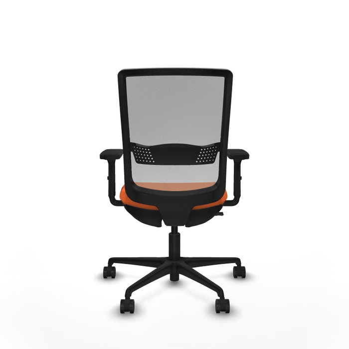 Chaise Haches Synchrone/Traslack tissu Orange Maille Gris Base en nylon noir Accoudoir 2D Sans appui-tête Roulettes 65mm nylon