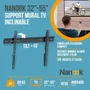 Nanook Support mural inclinable pour télévision 32-55 pouces, max 100 kg, installation facile, pour écran LCD/LED, noir - Référence NANOOK