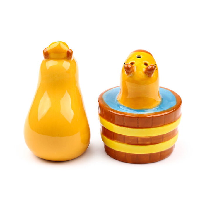 PUCKATOR Set de salière et poivrière Capybara en céramique dolomite, rechargeable par le bas