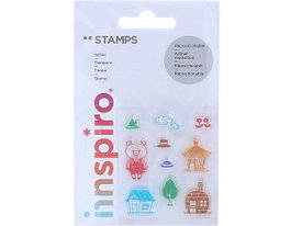 Innspiro Set de tampons acryliques Les Trois Petits Cochons 5,3x6cm