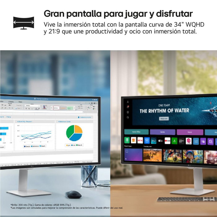 LG 34U601SA-W Écran PC gamer incurvé 34 pouces WQHD Blanc
