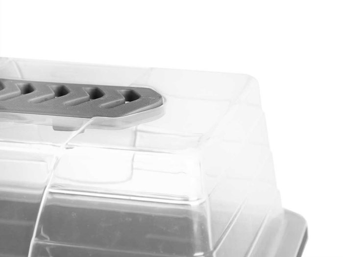 Ibergarden Mini-serre en plastique transparent et gris 1,4 L avec aération 21,5x12,8x17,4 cm (Set de 16) Ibergarden Mini-serre en plastique transparent et gris 1,4 L avec aération 21,5x12,8x17,4 cm (Set de 16)