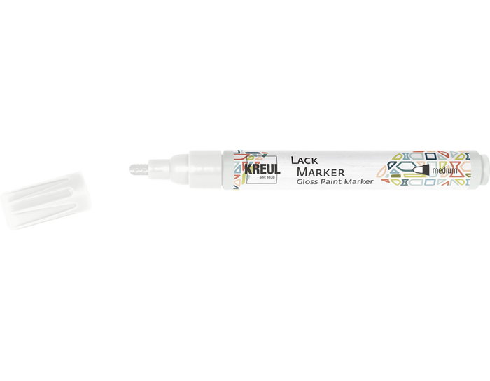 Kreul LACK MARKER Marqueur de peinture brillante blanc pointe moyenne 2-4mm Kreul LACK MARKER Marqueur de peinture brillante blanc pointe moyenne 2-4mm